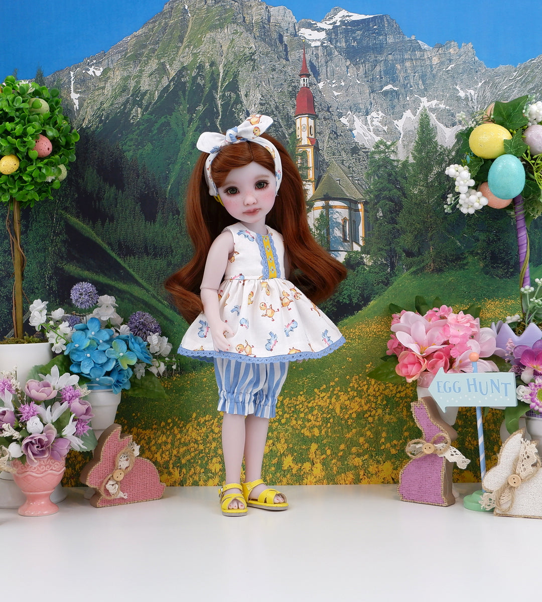 Easter Birds - top & bloomers with sandals for Ruby Red Fashion Friends doll