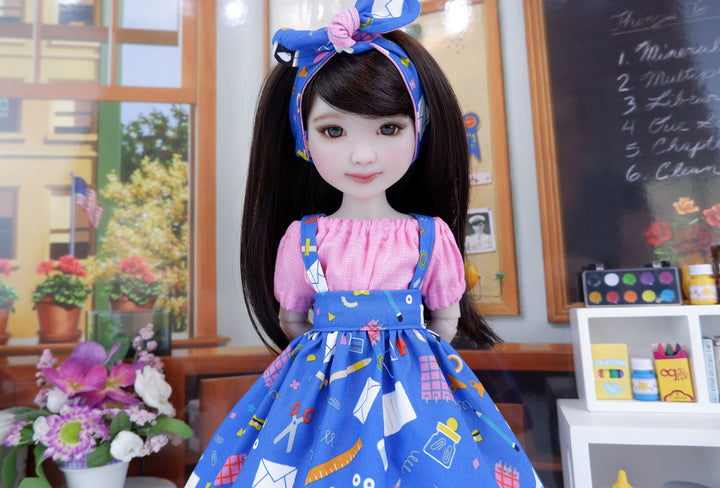 Elementary School - blouse & jumper with boots for Ruby Red Fashion Friends doll