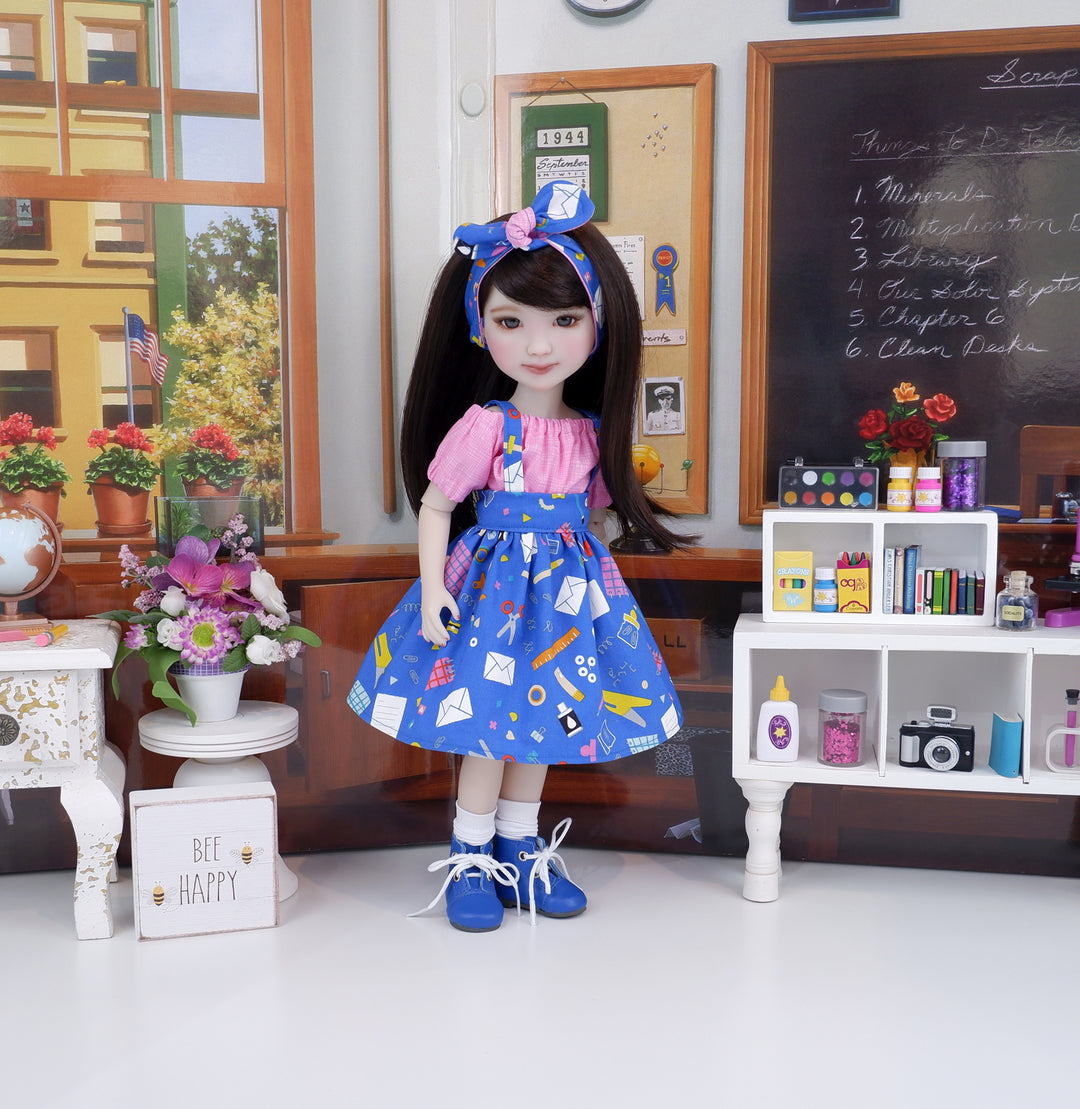 Elementary School - blouse & jumper with boots for Ruby Red Fashion Friends doll
