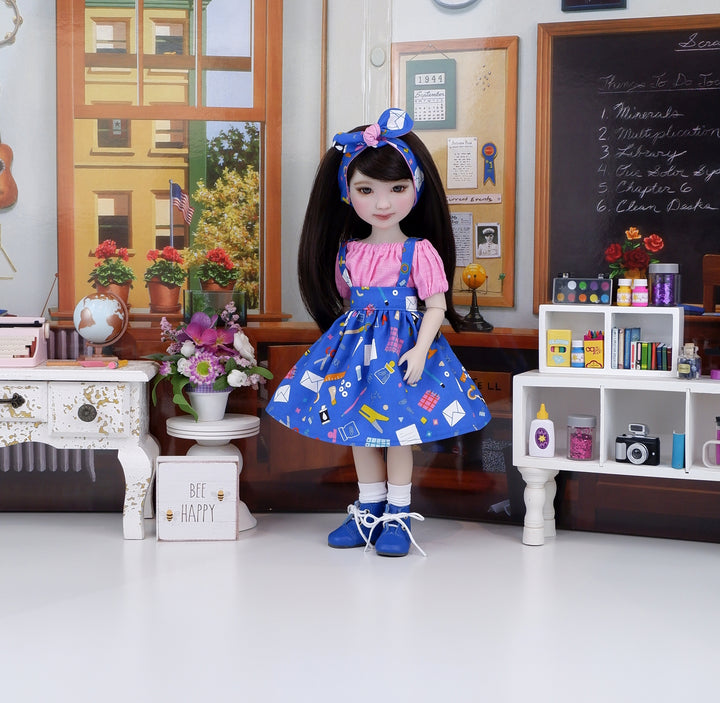 Elementary School - blouse & jumper with boots for Ruby Red Fashion Friends doll