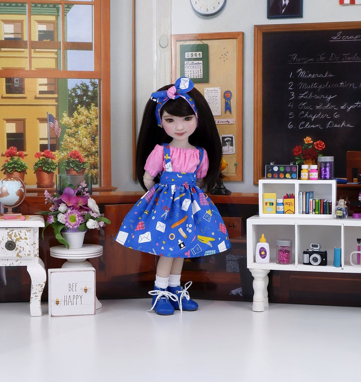 Elementary School - blouse & jumper with boots for Ruby Red Fashion Friends doll
