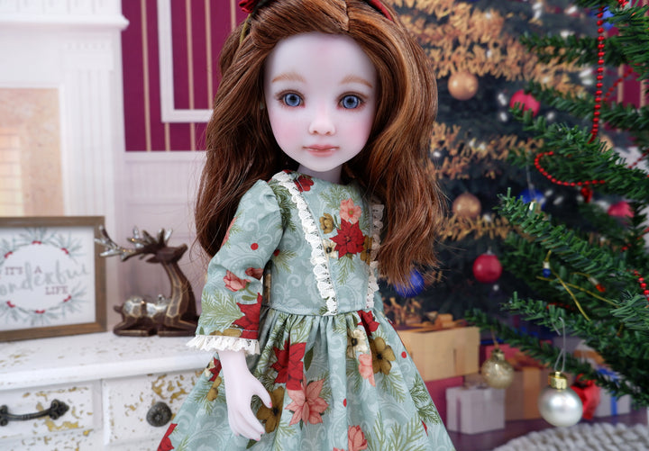 Enchanting Poinsettias - dress with shoes for Ruby Red Fashion Friends doll