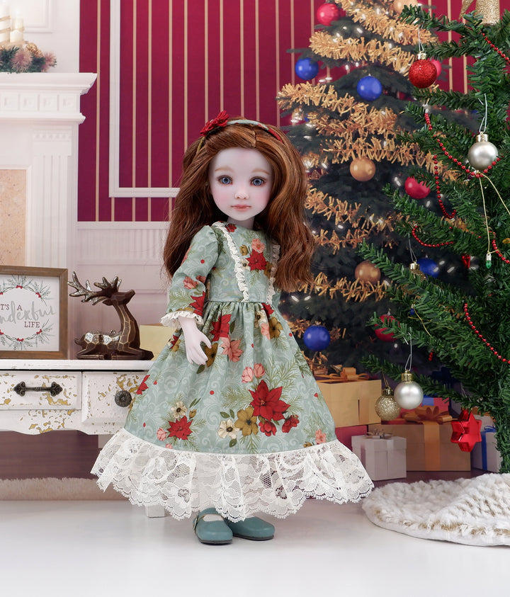 Enchanting Poinsettias - dress with shoes for Ruby Red Fashion Friends doll