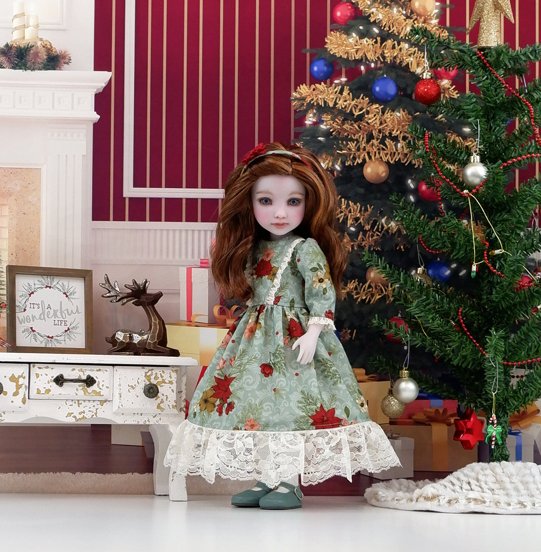 Enchanting Poinsettias - dress with shoes for Ruby Red Fashion Friends doll