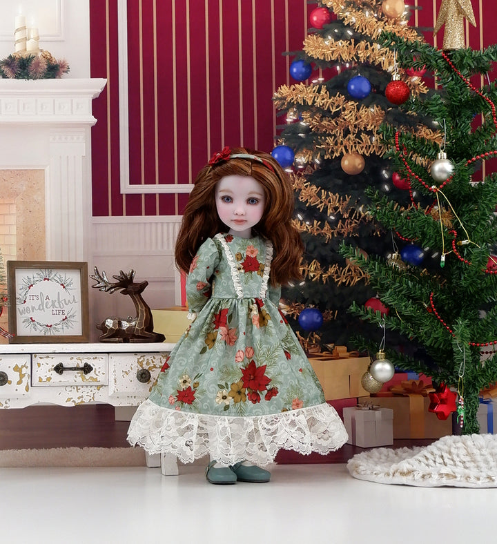 Enchanting Poinsettias - dress with shoes for Ruby Red Fashion Friends doll