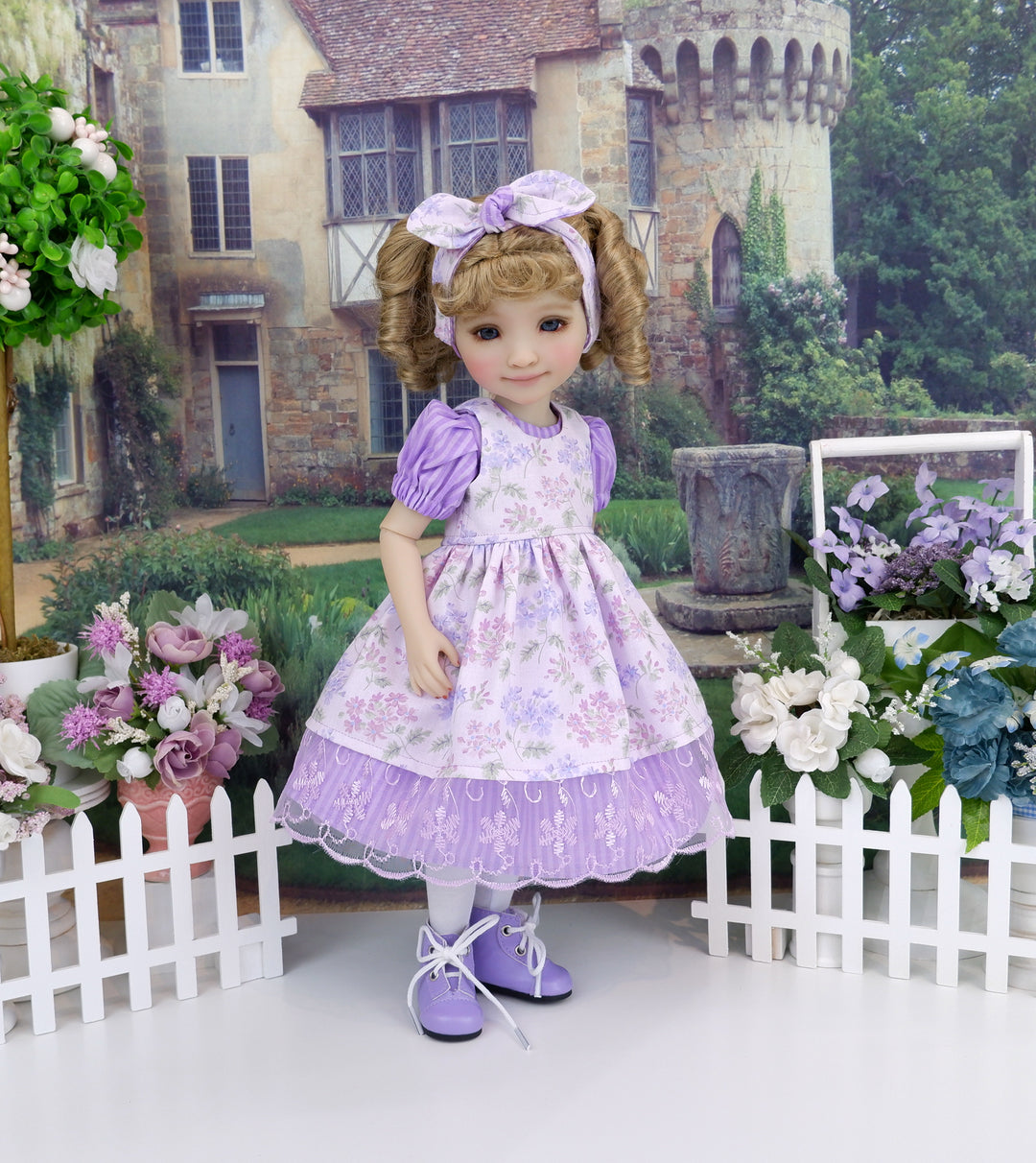 Enchanting Wildflowers - dress & pinafore with boots for Ruby Red Fashion Friends doll