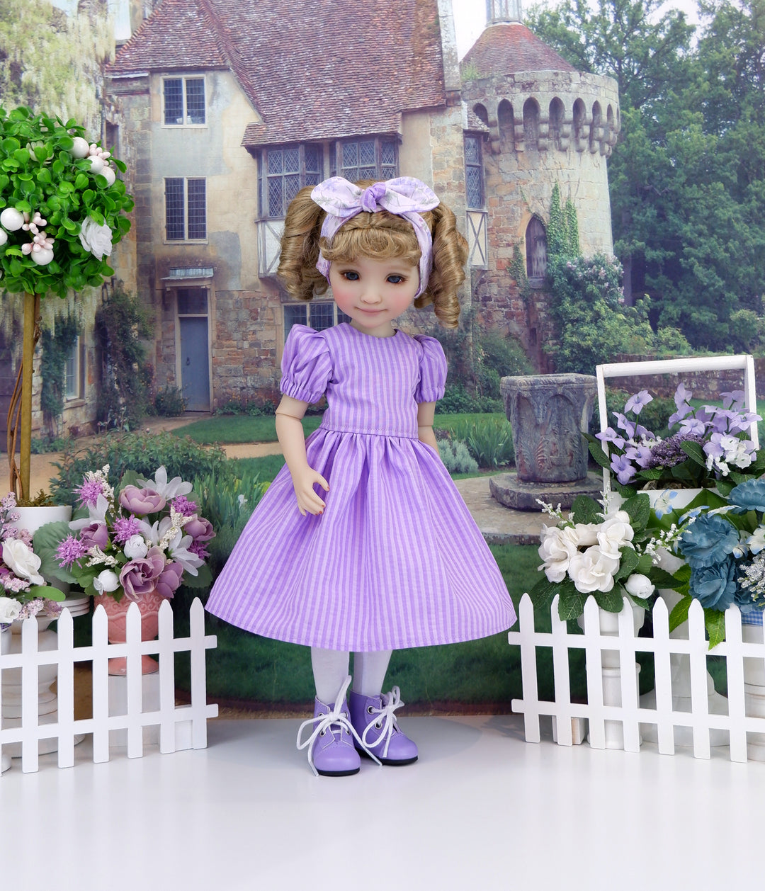 Enchanting Wildflowers - dress & pinafore with boots for Ruby Red Fashion Friends doll