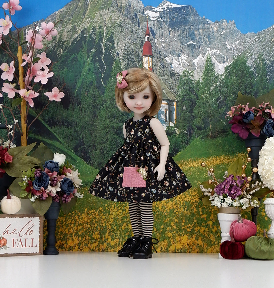 Evening Wildflowers - dress, sweater &amp; boots for Ruby Red Fashion Friends doll