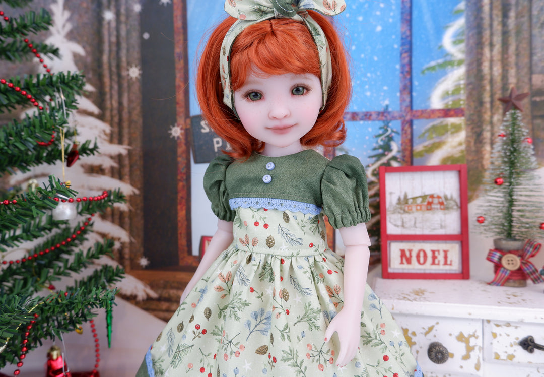 Evergreen Sprigs - dress and shoes for Ruby Red Fashion Friends doll