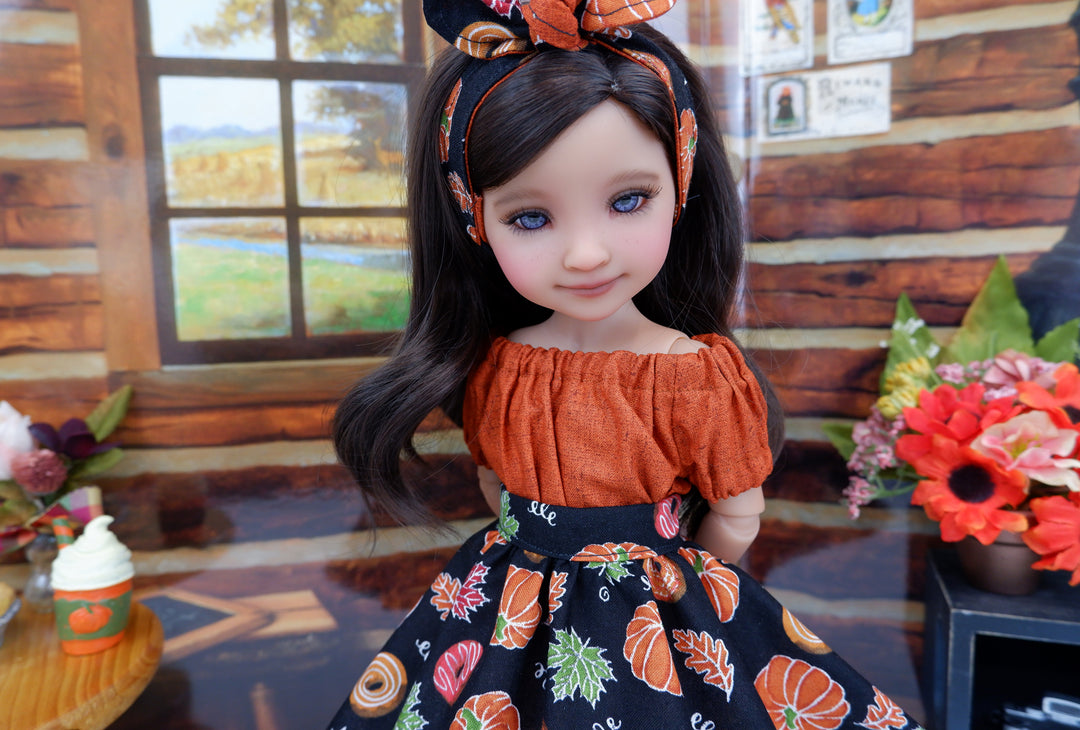 Fall Donuts - blouse & skirt with loafers for Ruby Red Fashion Friends doll