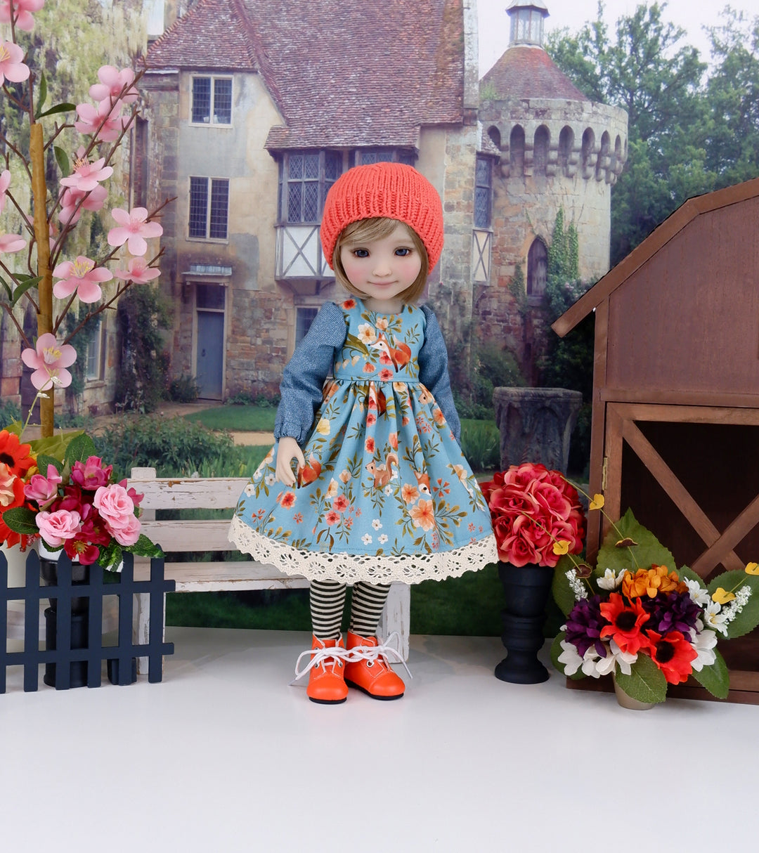 Fall Meadow Fox - dress ensemble with boots for Ruby Red Fashion Friends doll