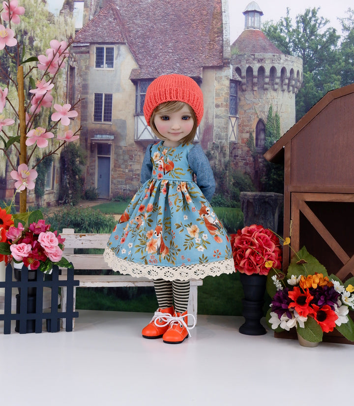 Fall Meadow Fox - dress ensemble with boots for Ruby Red Fashion Friends doll