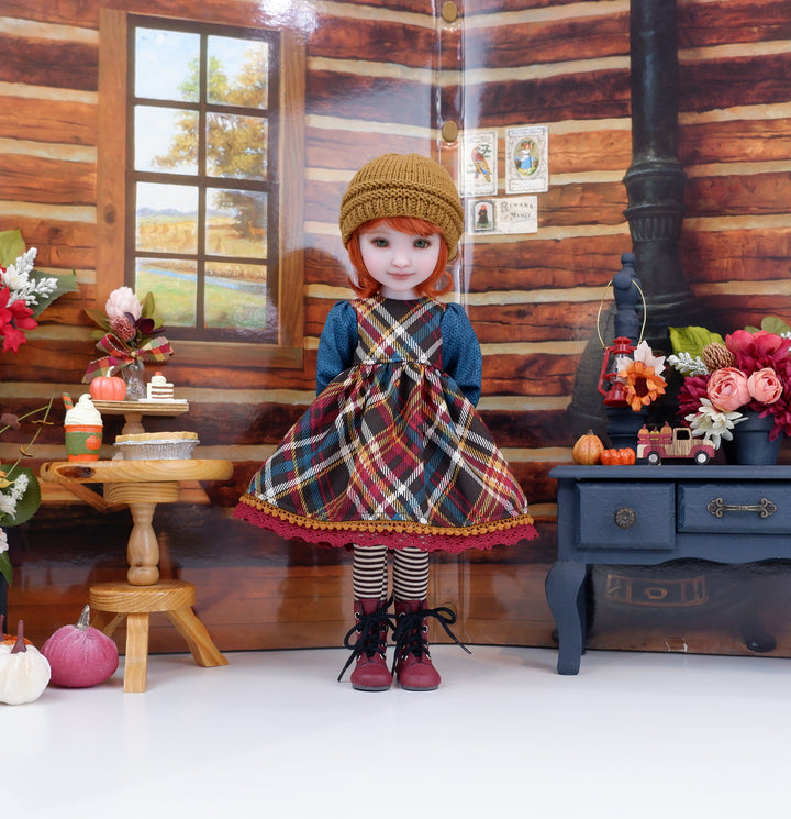 Fall Plaid - dress with boots for Ruby Red Fashion Friends doll