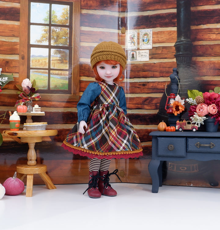Fall Plaid - dress with boots for Ruby Red Fashion Friends doll