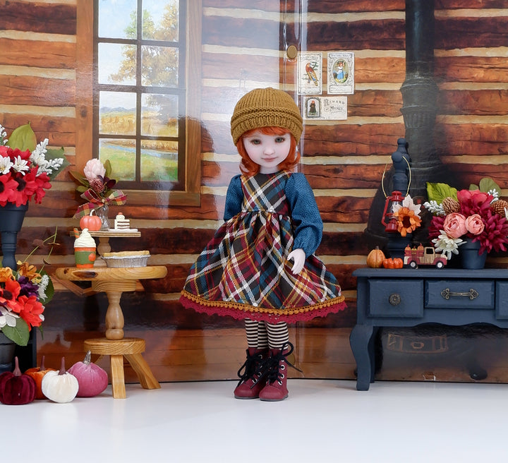Fall Plaid - dress with boots for Ruby Red Fashion Friends doll