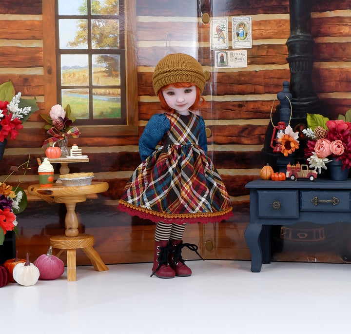 Fall Plaid - dress with boots for Ruby Red Fashion Friends doll