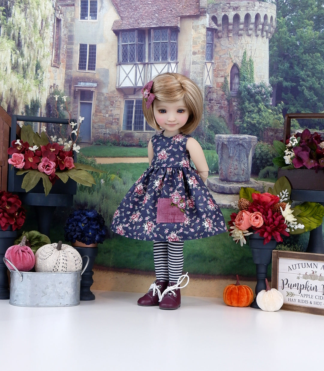 Fall Rose Blooms - dress with boots for Ruby Red Fashion Friends doll