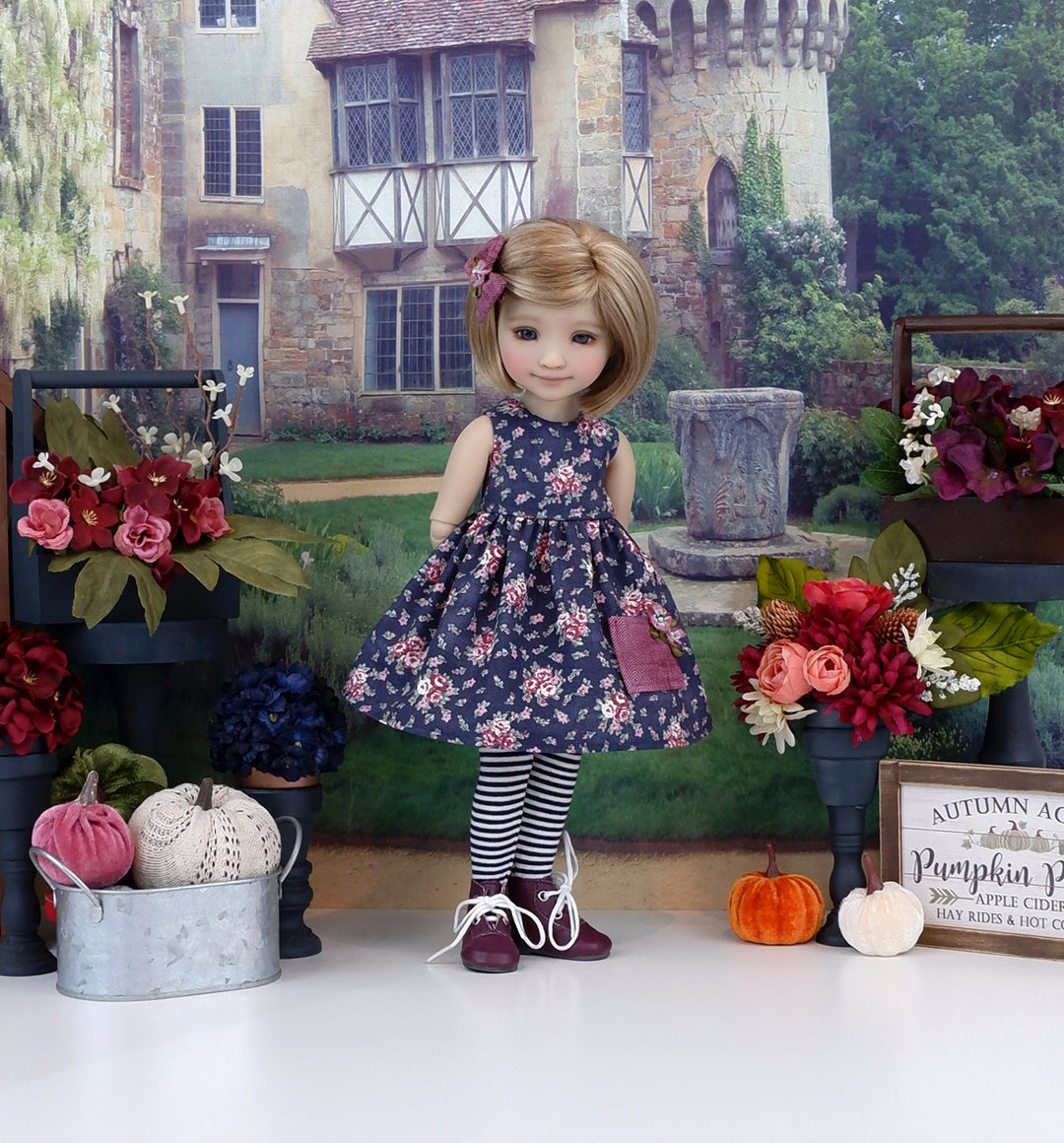 Fall Rose Blooms - dress with boots for Ruby Red Fashion Friends doll