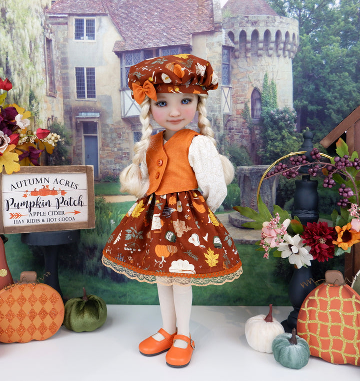 Fall Season - dress & vest with shoes for Ruby Red Fashion Friends doll