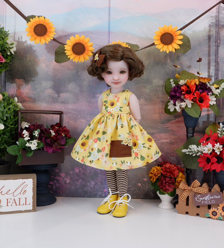 Fall Sunflower - dress with boots for Ruby Red Fashion Friends doll