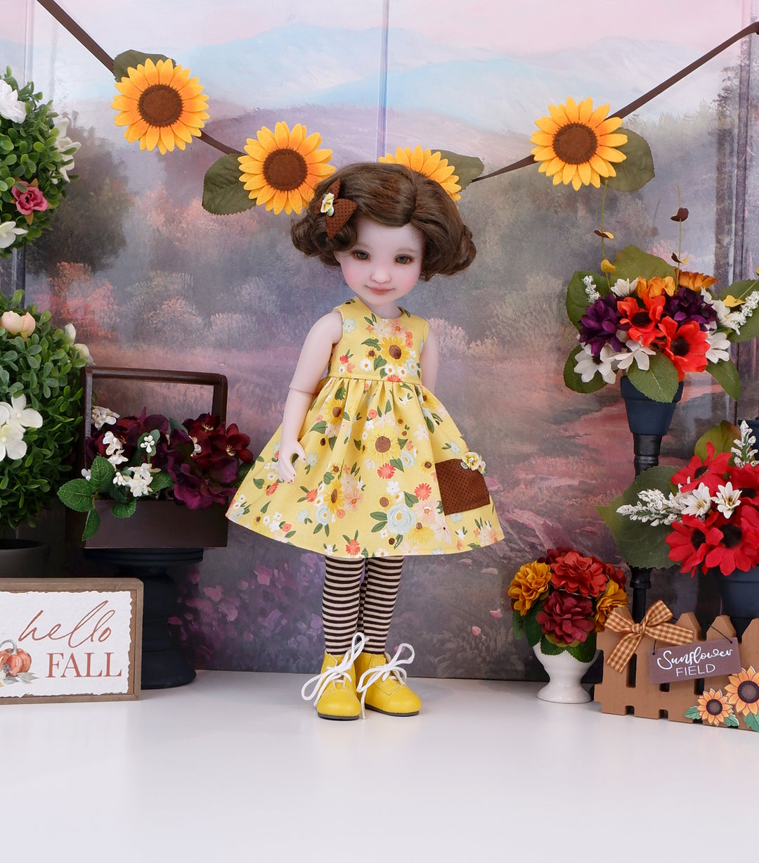 Fall Sunflower - dress with boots for Ruby Red Fashion Friends doll