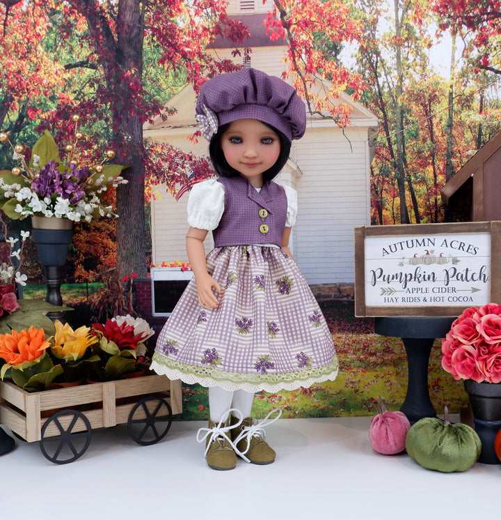 Fall Violets - dress & vest with boots for Ruby Red Fashion Friends doll