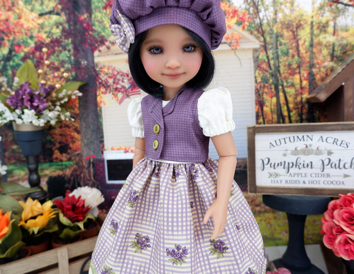 Fall Violets - dress & vest with boots for Ruby Red Fashion Friends doll