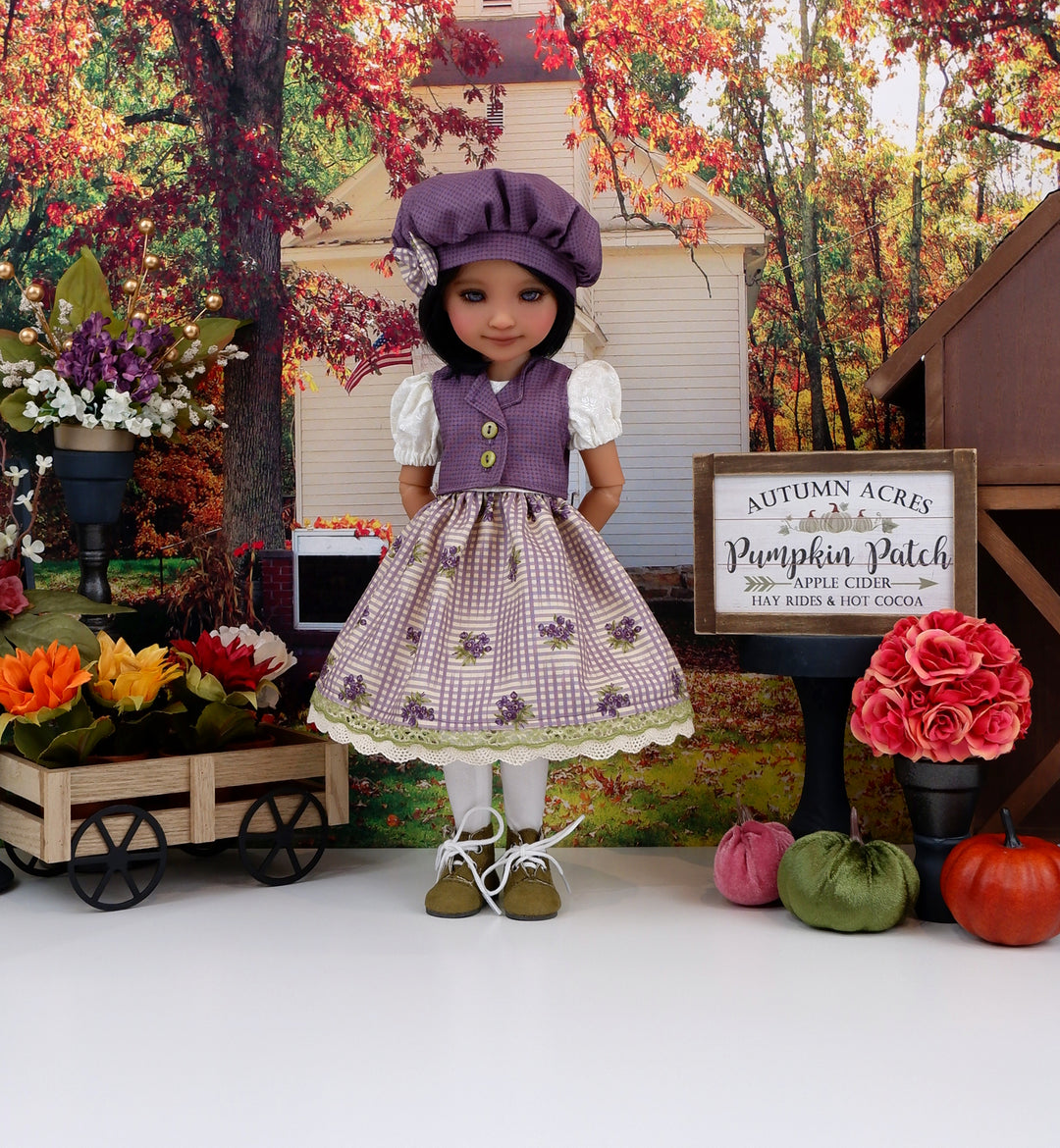 Fall Violets - dress & vest with boots for Ruby Red Fashion Friends doll