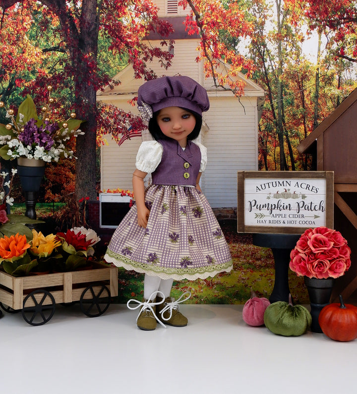 Fall Violets - dress & vest with boots for Ruby Red Fashion Friends doll