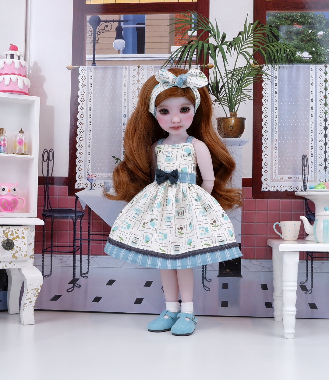 Farmhouse Cookbook - dress and shoes for Ruby Red Fashion Friends doll