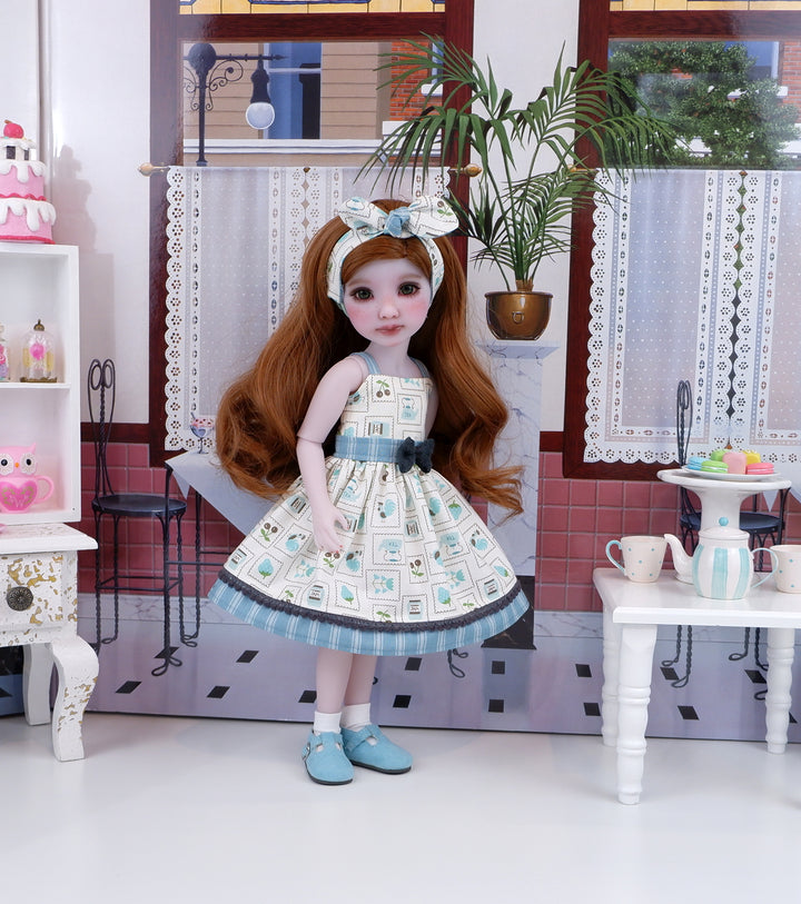 Farmhouse Cookbook - dress and shoes for Ruby Red Fashion Friends doll