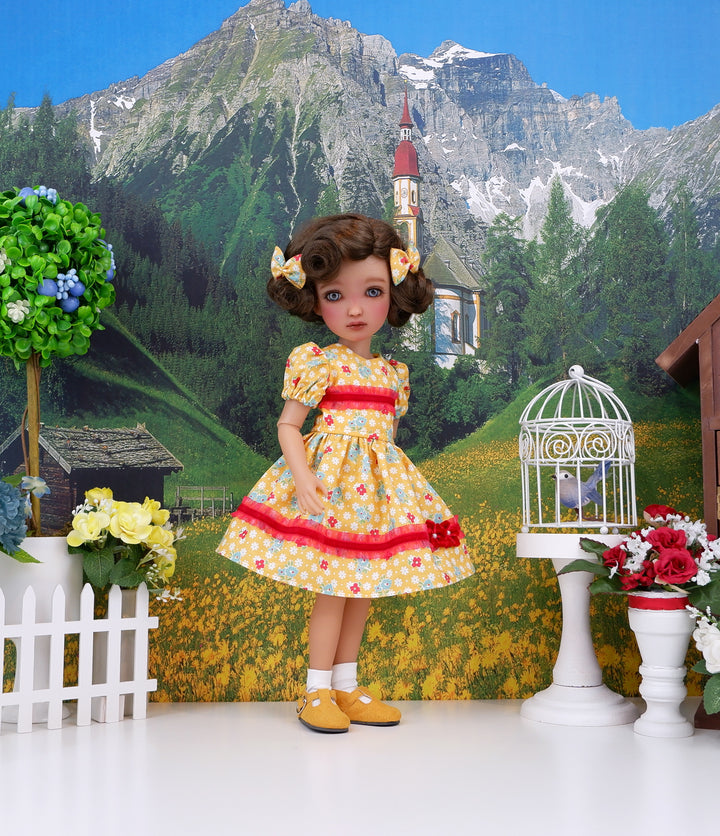 Farmhouse Posies - dress and shoes for Ruby Red Fashion Friends doll