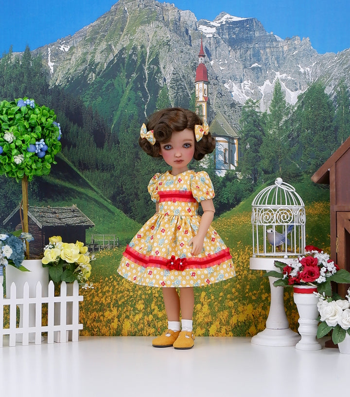 Farmhouse Posies - dress and shoes for Ruby Red Fashion Friends doll