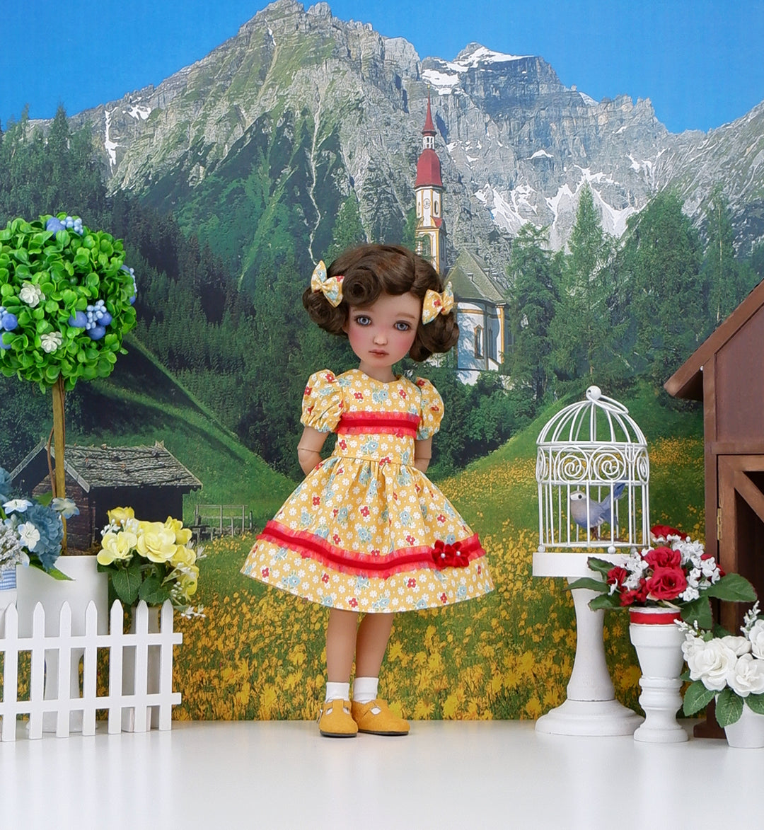 Farmhouse Posies - dress and shoes for Ruby Red Fashion Friends doll