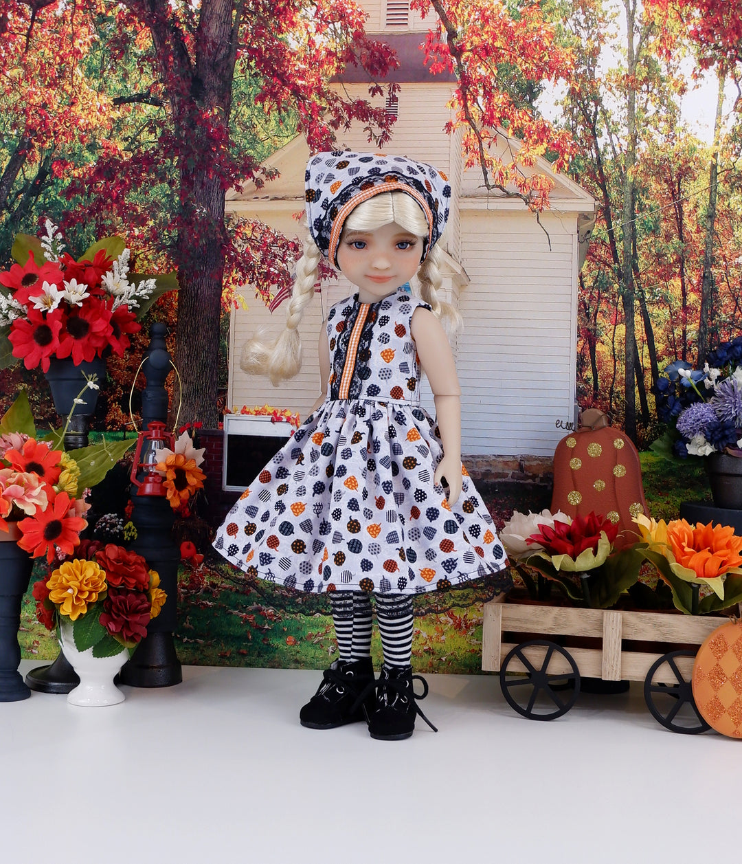 Farmhouse Pumpkins - dress with boots for Ruby Red Fashion Friends doll
