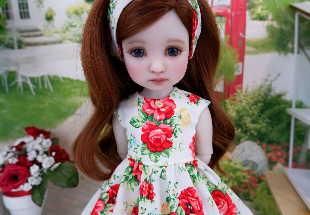 Farmhouse Roses - dress with shoes for Ruby Red Fashion Friends doll