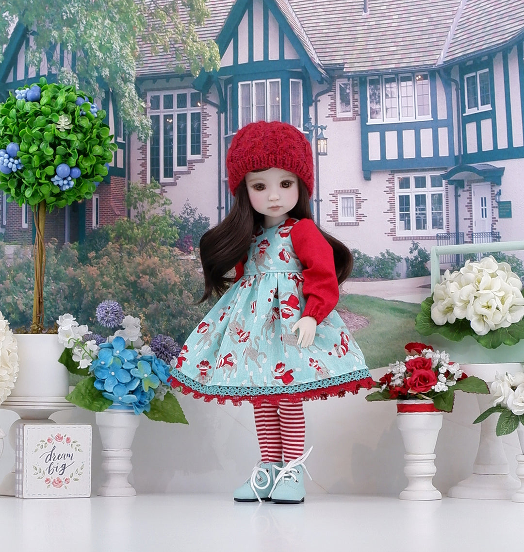 Favorite Sock Monkey - dress ensemble with boots for Ruby Red Fashion Friends doll