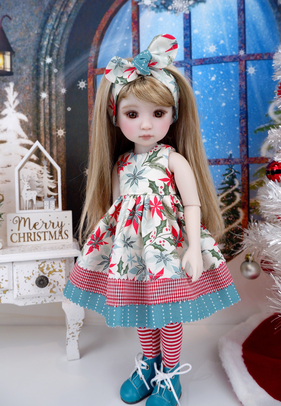 Festive Poinsettia - dress with boots for Ruby Red Fashion Friends doll