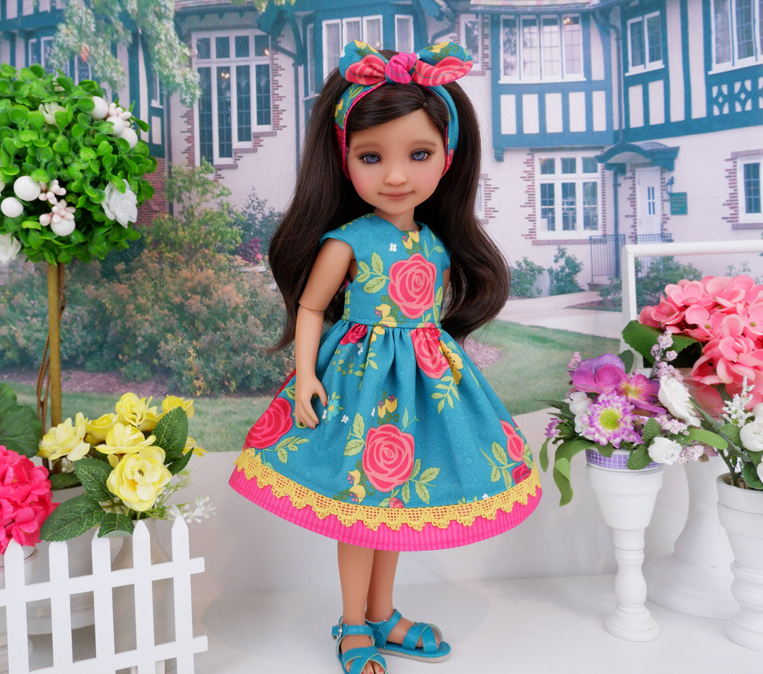 Fiesta Flowers - dress with sandals for Ruby Red Fashion Friends doll