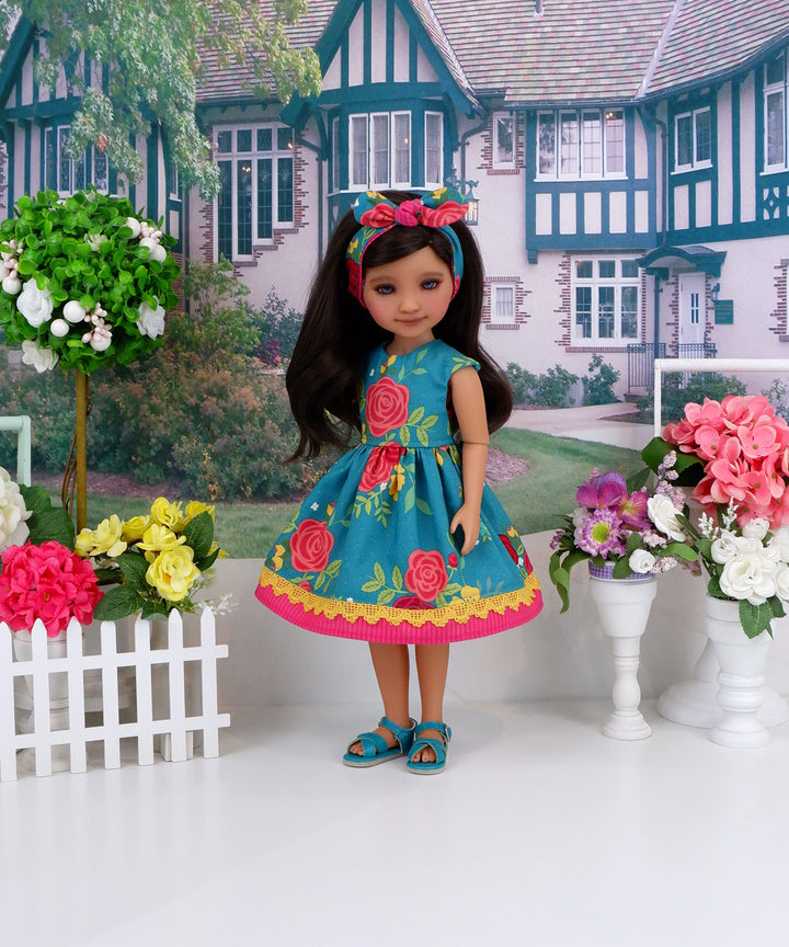 Fiesta Flowers - dress with sandals for Ruby Red Fashion Friends doll