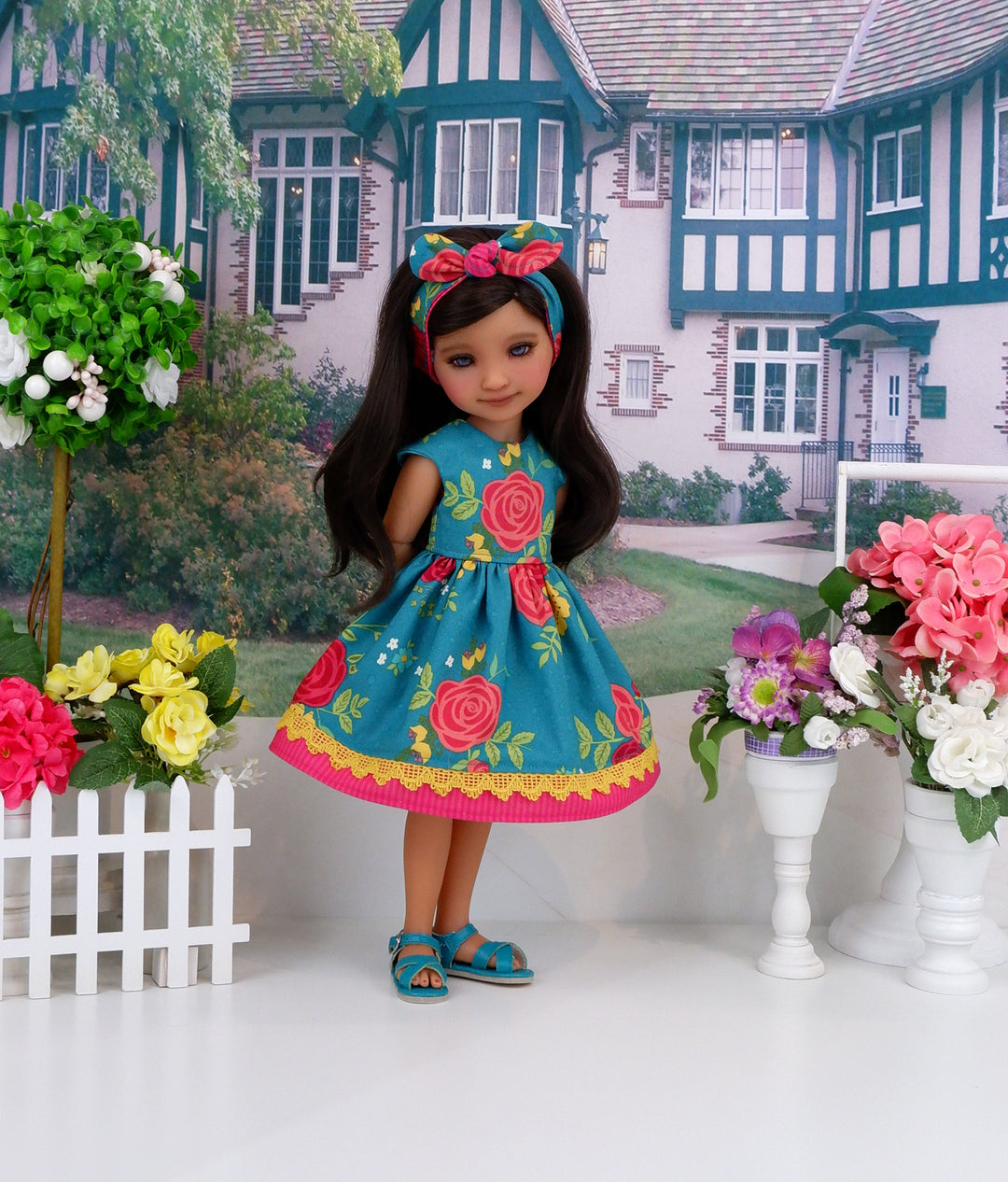 Fiesta Flowers - dress with sandals for Ruby Red Fashion Friends doll