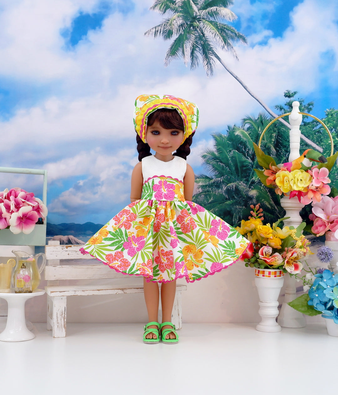 Fiesta Hibiscus - dress with sandals for Ruby Red Fashion Friends doll