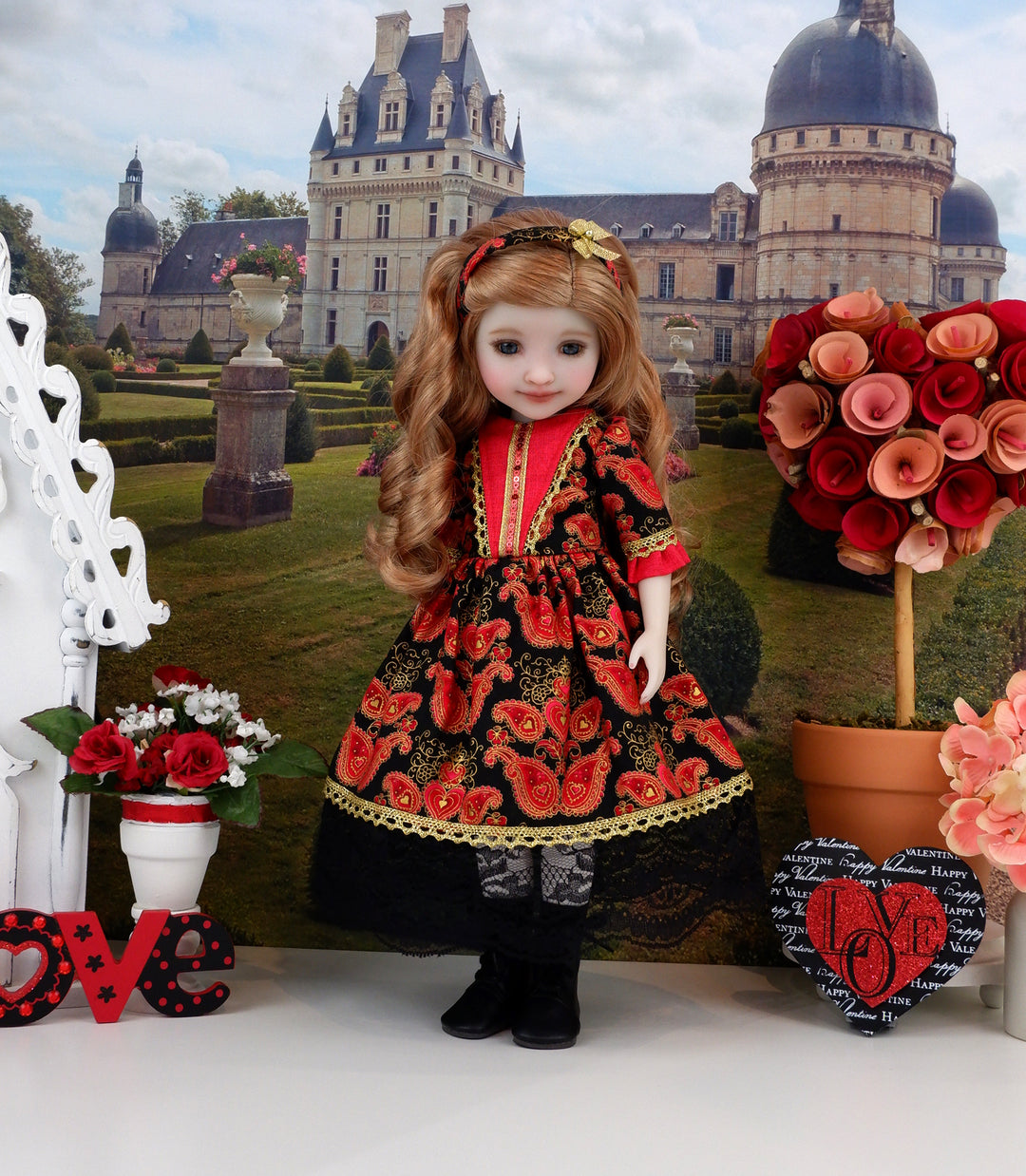 Filigree Valentine - dress with boots for Ruby Red Fashion Friends dol Cottontail Doll Designs Filigree Valentine - dress with boots for Ruby Red Fashion Friends dol Cottontail Doll Designs