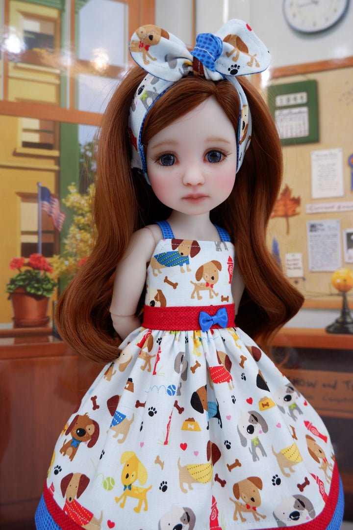 Fire Hydrant Brigade - dress and saddle shoes for Ruby Red Fashion Friends doll