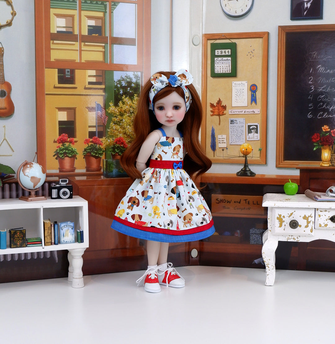 Fire Hydrant Brigade - dress and saddle shoes for Ruby Red Fashion Friends doll