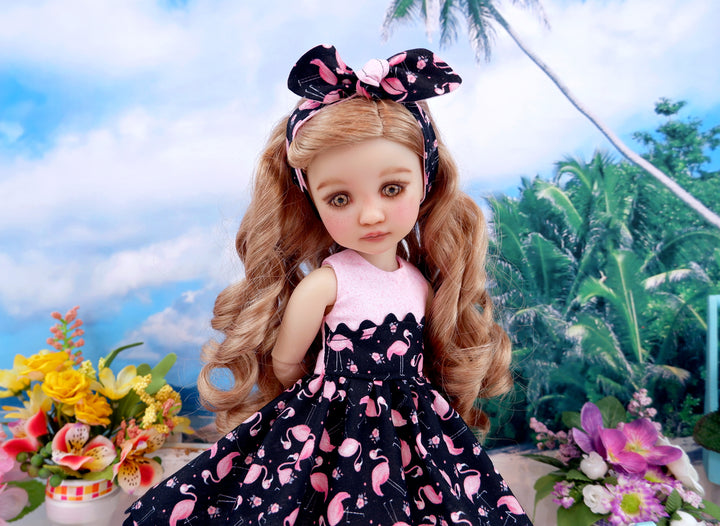 Flamingo Hibiscus - dress and sandals for Ruby Red Fashion Friends doll