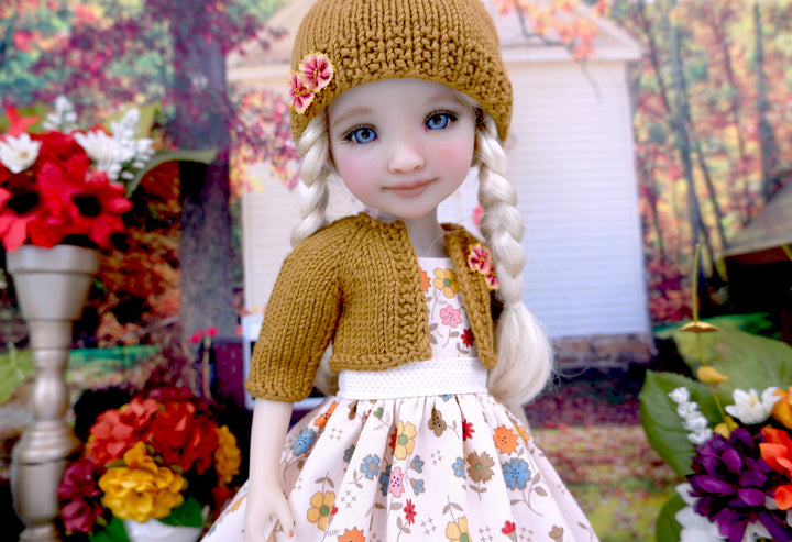 Floral Autumn - dress and sweater with shoes for Ruby Red Fashion Friends doll