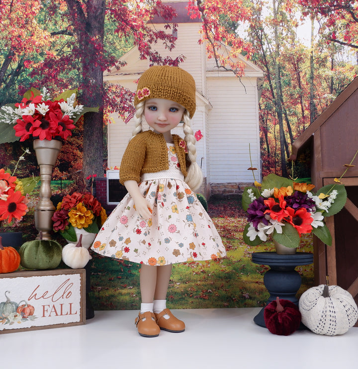 Floral Autumn - dress and sweater with shoes for Ruby Red Fashion Friends doll