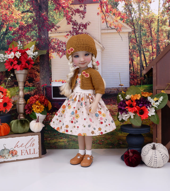 Floral Autumn - dress and sweater with shoes for Ruby Red Fashion Friends doll