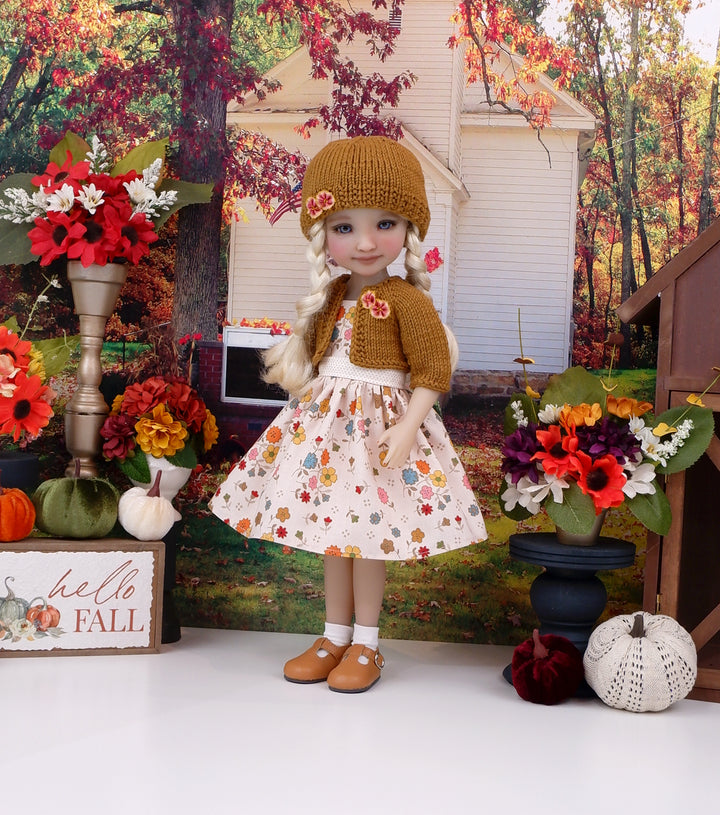 Floral Autumn - dress and sweater with shoes for Ruby Red Fashion Friends doll